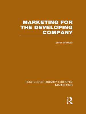cover image of Marketing for the Developing Company (RLE Marketing)